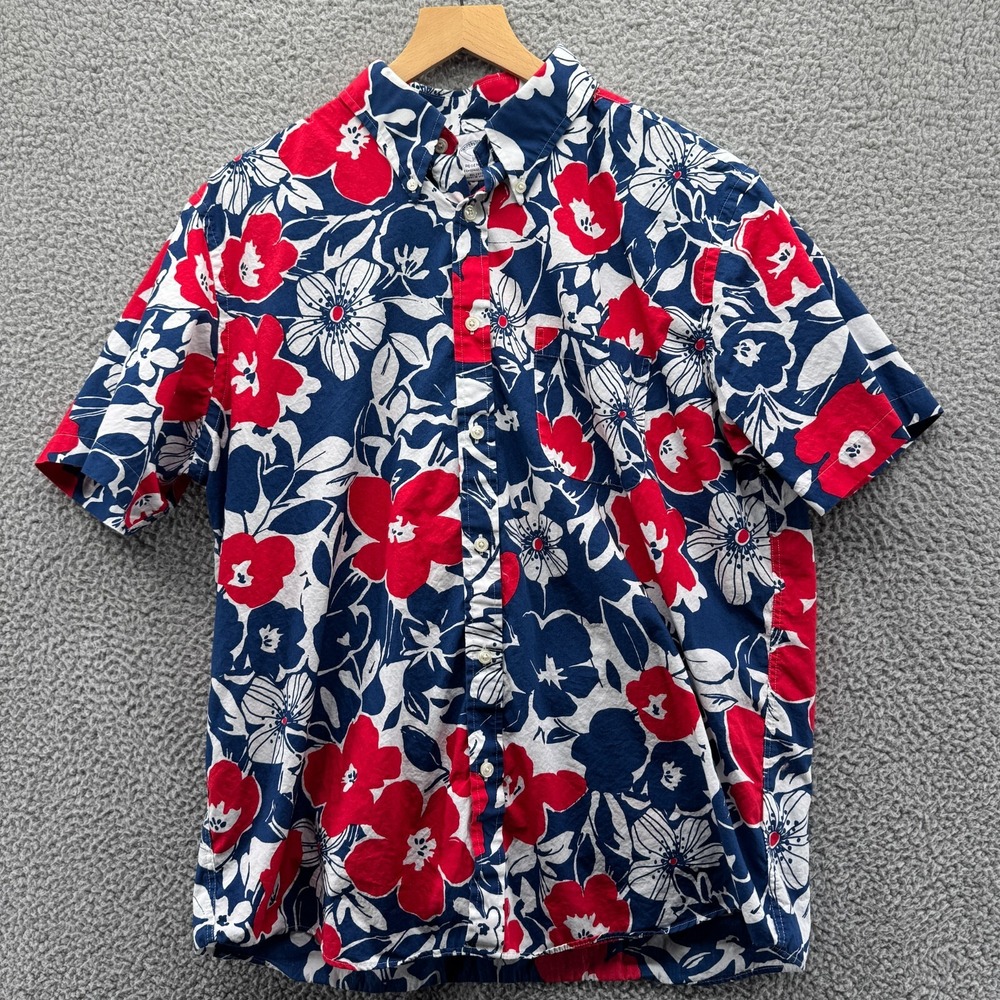 Brooks Brothers Regent Fit Hawaiian Shirt Mens Large Red Blue